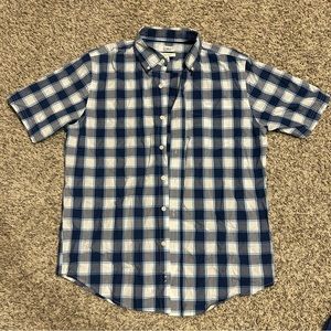 Men’s Croft & Barrow Short Sleeve Button Up Shirt Blue White Medium Easy Care